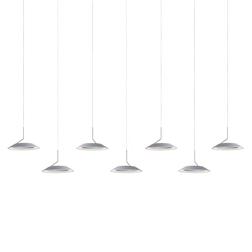 Koncept Lighting RYP-L7-SW-SIL Royyo LED Pendant (linear with 7 pendants), Silver, Silver Canopy